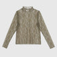 Top in pizzo kaki a collo alto
