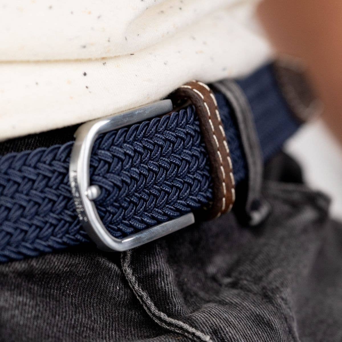Cintura elastica intrecciata blu ardesia