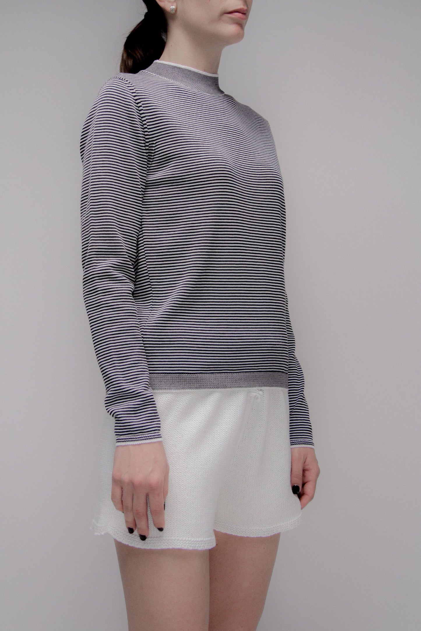 Maglione girocollo a righe in cotone Pima