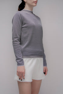 Maglione girocollo a righe in cotone Pima