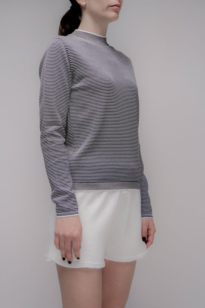 Maglione girocollo a righe in cotone Pima