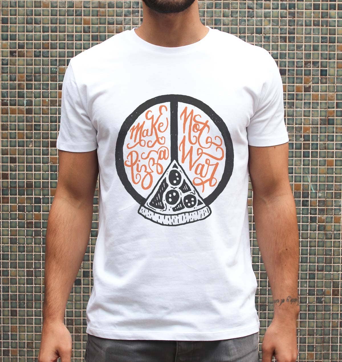 T-shirt unisex Make Pizza Not War in cotone biologico
