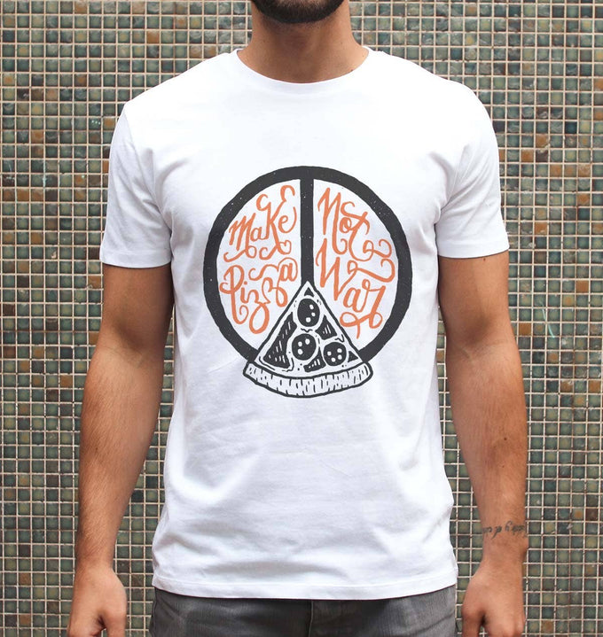 T-shirt unisex Make Pizza Not War in cotone biologico