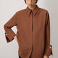 Camicia oversize in popeline misto cotone con maxi polsini