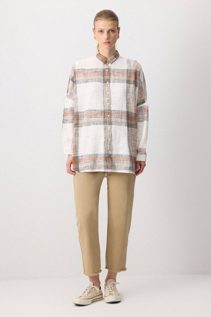Camicia oversize a quadri in cotone