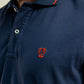 Polo antimacchia blu con dettagli rossi