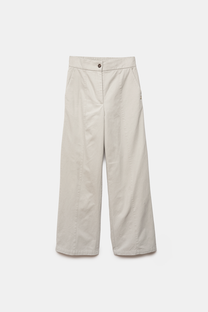 Pantaloni palazzo in cotone con tasche e vita elasticizzata