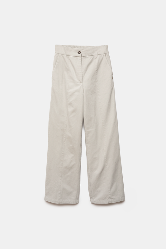 Pantaloni palazzo in cotone con tasche e vita elasticizzata