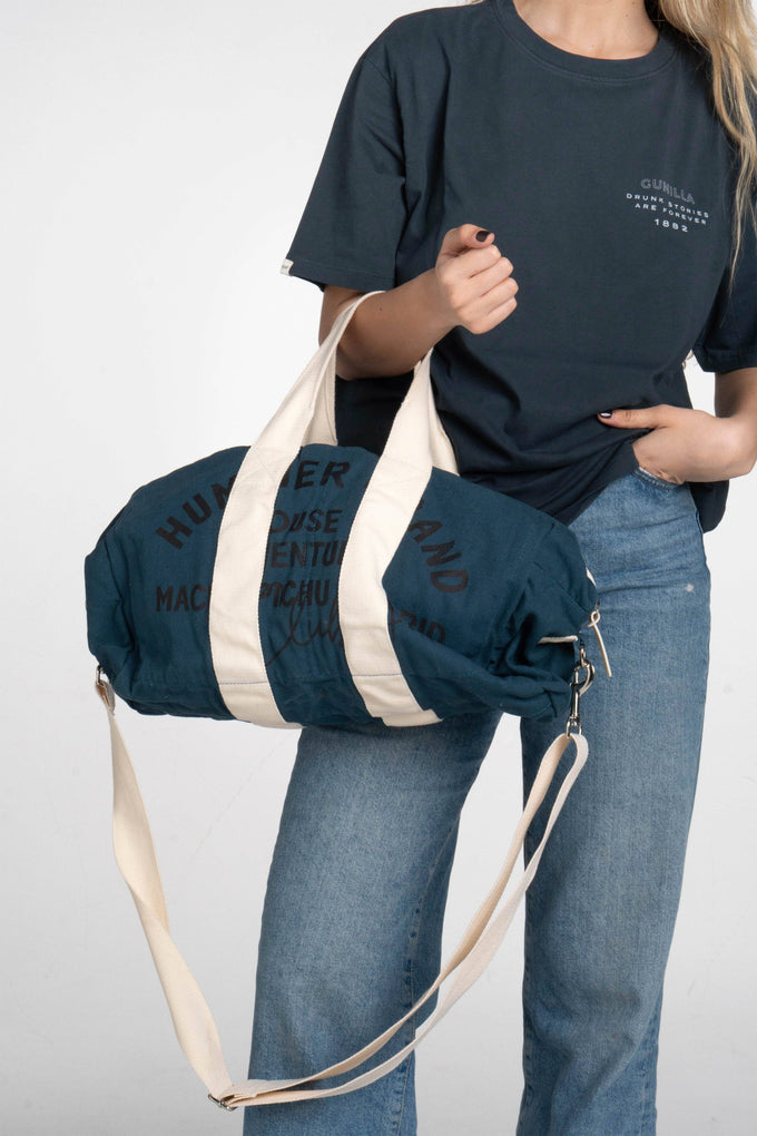 Borsa aviator blu in cotone