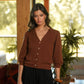 Cardigan in cotone con maniche a 3/4