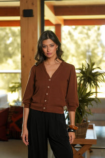 Cardigan in cotone con maniche a 3/4