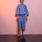 Blusa denim in cotone con maniche ampie