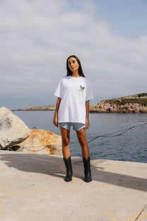 T-shirt bianca oversize Butterfly in cotone biologico
