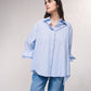 Blusa a righe con volant rinforzati
