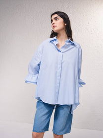 Blusa a righe con volant rinforzati