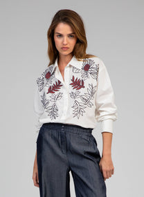 Camicia Sailor écru ricamata