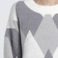 Maglione jacquard a rombi girocollo