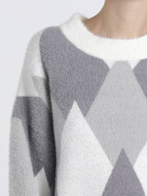 Maglione jacquard a rombi girocollo