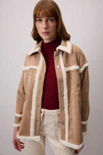 Camicia in suede con dettagli in peluche