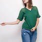 T-shirt Tea in cotone con scollo a V e borchie