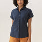 Camicia Bea in seersucker blu navy