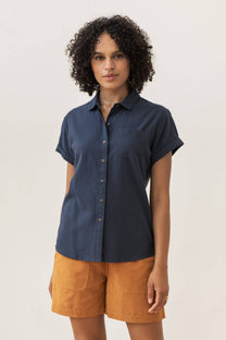 Camicia Bea in seersucker blu navy