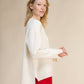 Maxi maglia oversize in misto cashmere con scollo a V e spacchi laterali