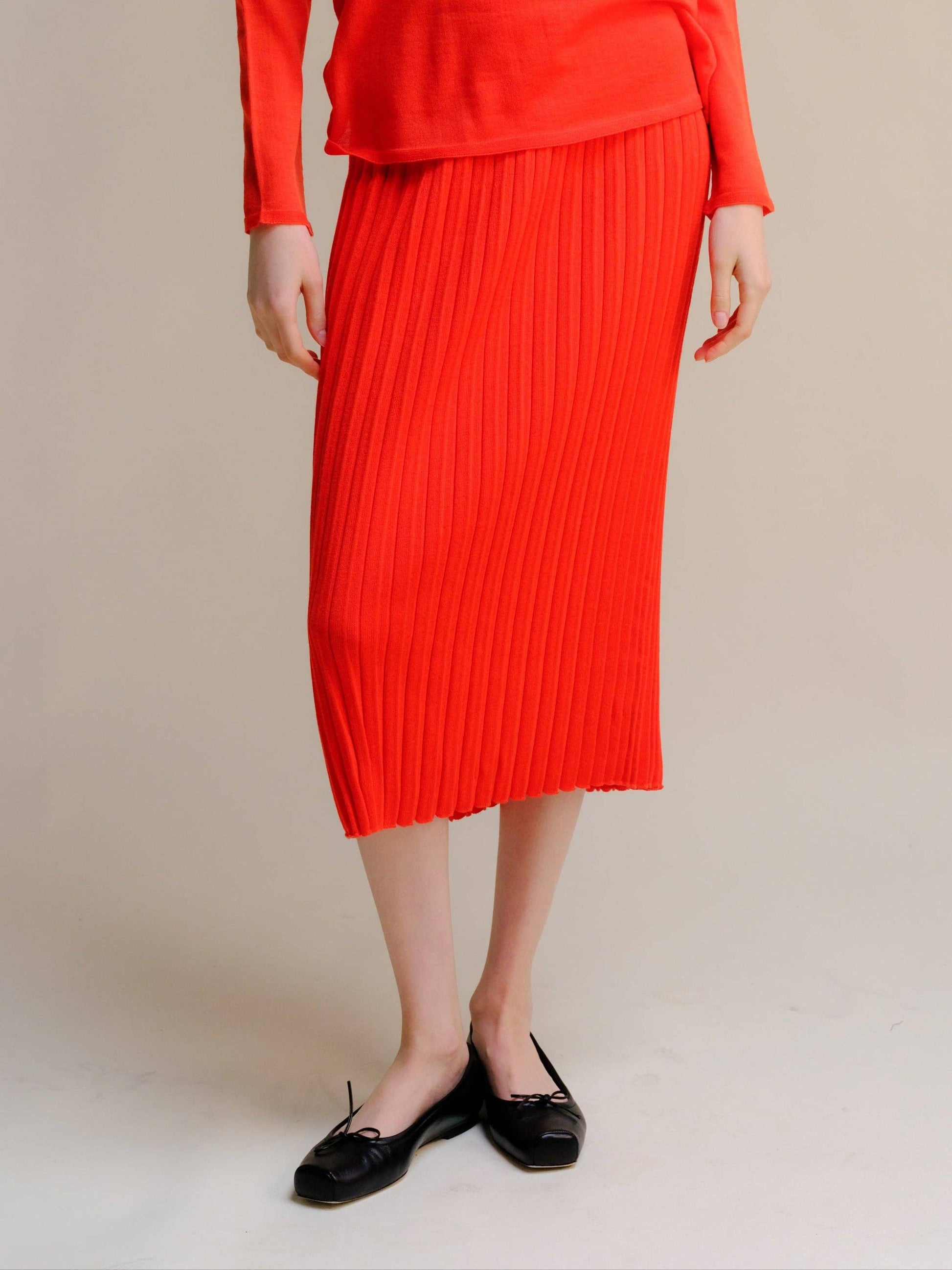 Gonna plissé in lana merino extrafine 3D knit