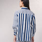 Tunica a righe in cotone con colletto a camicia