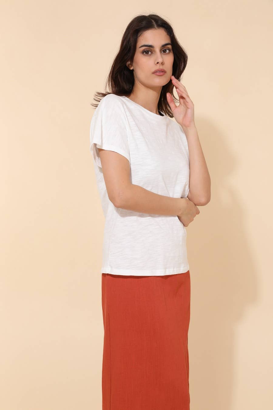 T-shirt TIA in cotone con bottoni sulla spalla sinistra