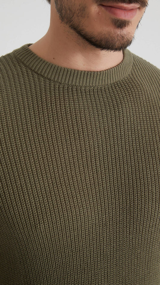 Maglione girocollo in cotone verde