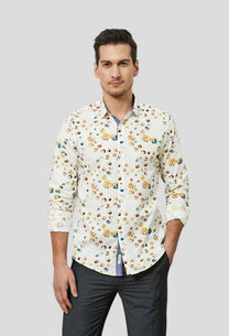 Camicia slim fit elasticizzata con stampa bubbles