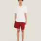 T-shirt in spugna bianca con colletto aperto