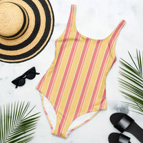 Costume intero a righe Sorbetto Pesca