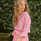 Blusa ricamata con stampa all-over