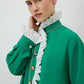 Camicia verde con ricami e dettagli gioiello