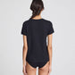 T-shirt Chrisstine in cotone biologico nero con dettagli in pizzo
