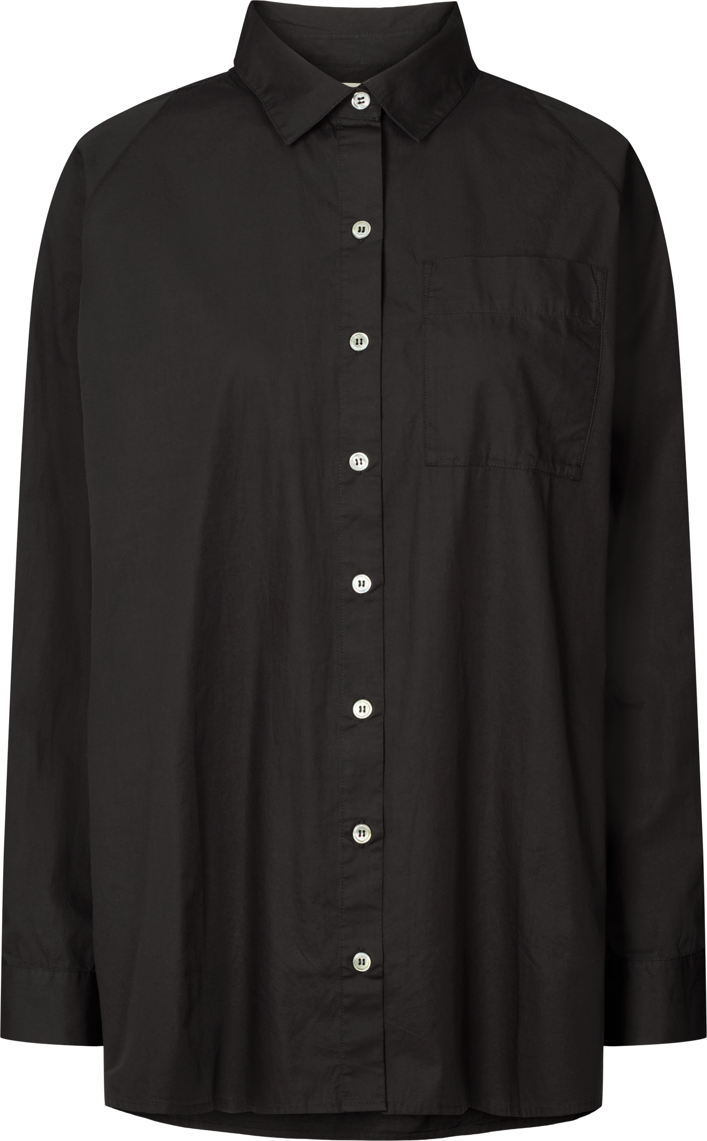 Camicia lunga in popeline di cotone biologico Bella con manica raglan - Nero