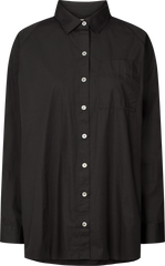 Camicia lunga in popeline di cotone biologico Bella con manica raglan - Nero