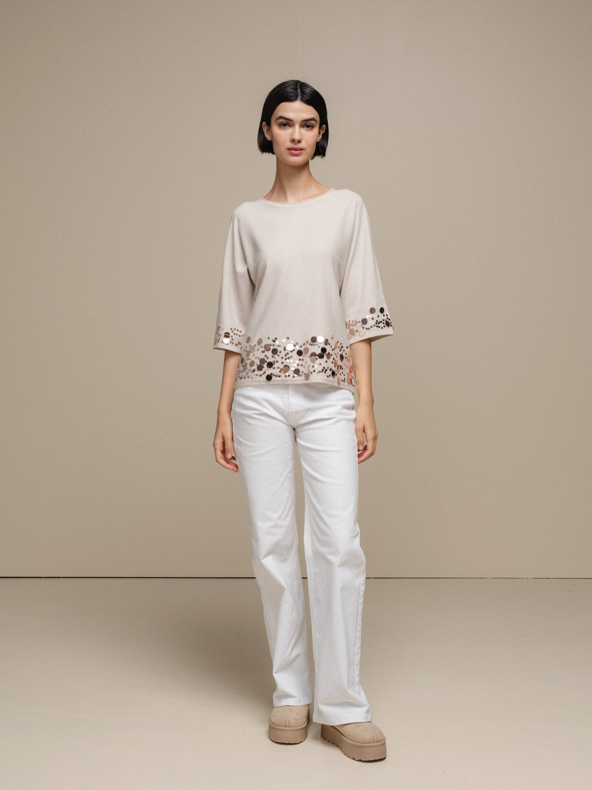 Maglia donna morbida con paillettes
