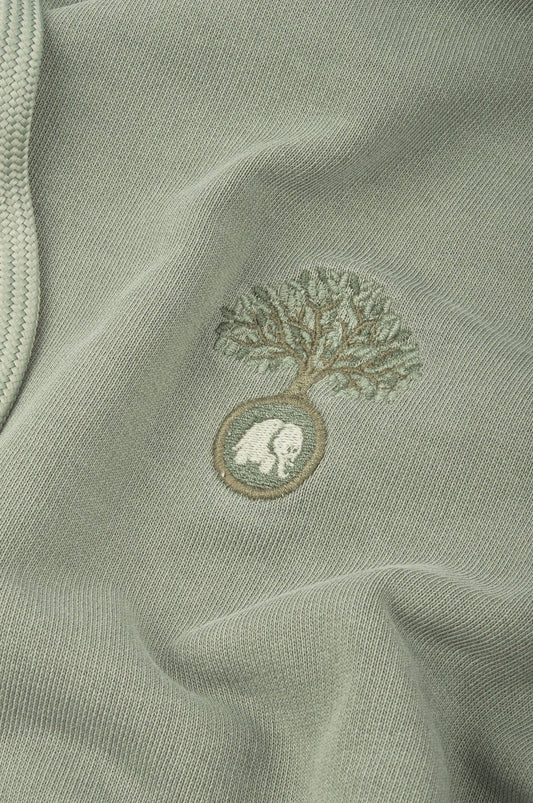 Felpa con cappuccio oversize pesante da donna verde argento