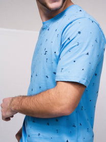 T-shirt basic in cotone con micro stampa e logo ricamato