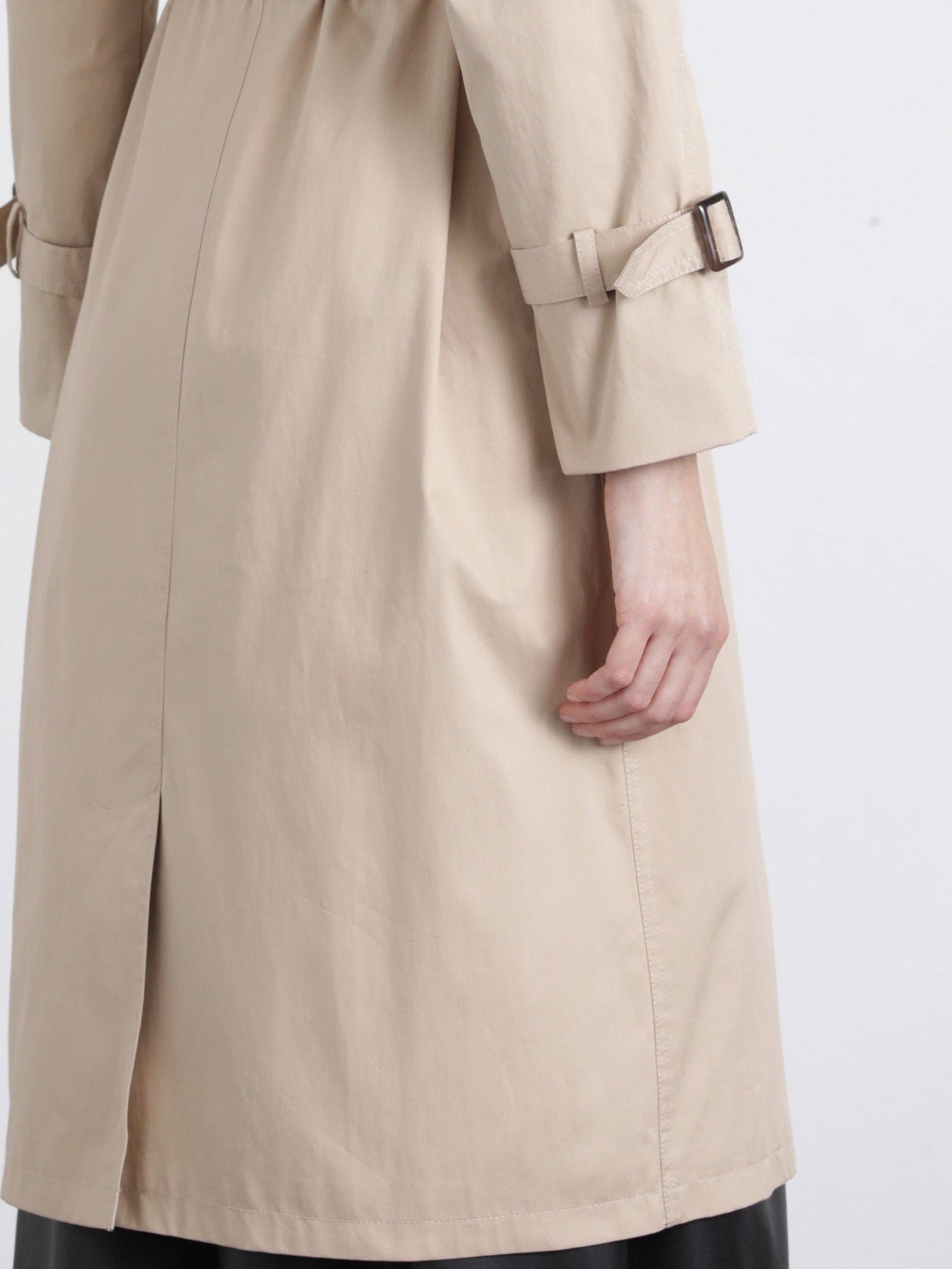Trench lungo in gabardina doppiopetto da donna