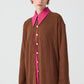 Cardigan lungo marrone con bottoni dorati
