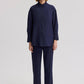 Camicia oversize effetto lino blu navy