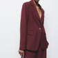 Blazer monopetto bordeaux da donna