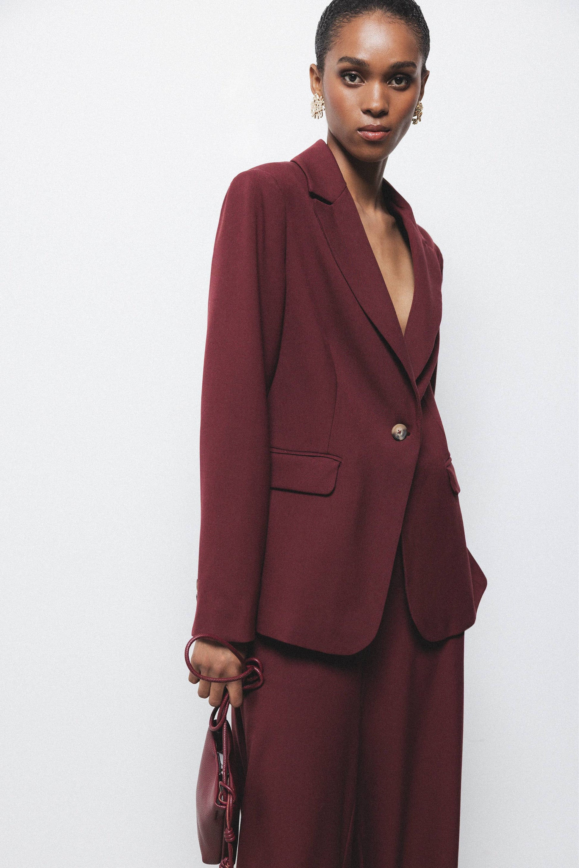 Blazer monopetto bordeaux da donna
