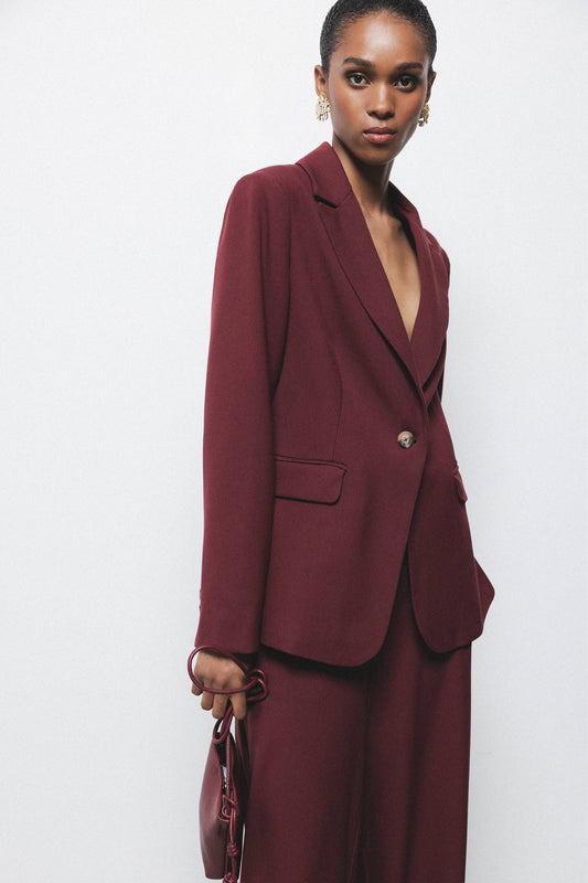 Blazer monopetto bordeaux da donna