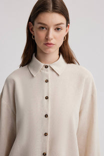 Camicia effetto lino oversize beige