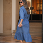 Abito midi in denim Ganga con cintura